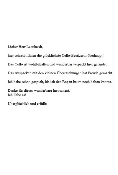 Eine überglückliche Cello-Besitzerin