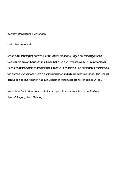 Ein Dankeschön nach einer Bogenreparatur