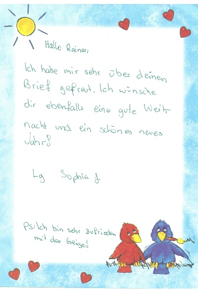 Weihnachtsgrüße von Sophia