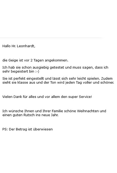 Große Freude an der neuen Violine