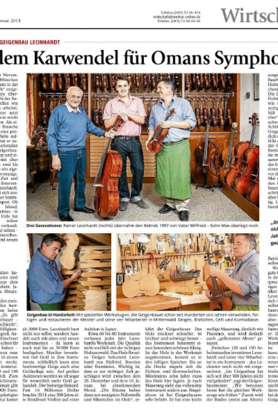 "Geigen aus dem Karwendel für Omans Symphoniker" Münchner Merkur
