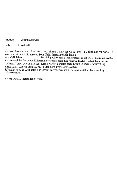 Begeisterung über einen Cellokasten von uns