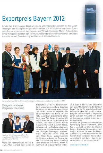 &quot;Exportpreis Bayern 2012&quot;