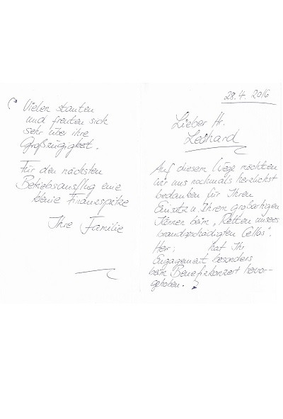 Dankesgrüße für eine Cello-Reparatur nach einem Brandschaden