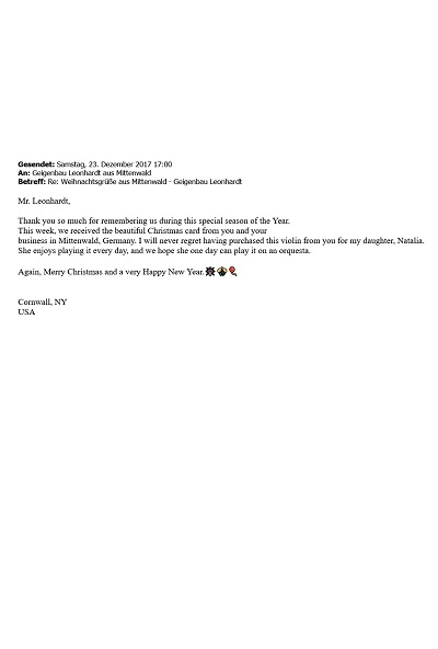 Weihnachtsgrüße und ein Dankeschön aus New York